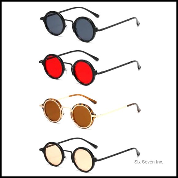Vintage Round Sunglasses Retro Punk Shades Unisex UV400 Protection Classic - Picture 7 of 7